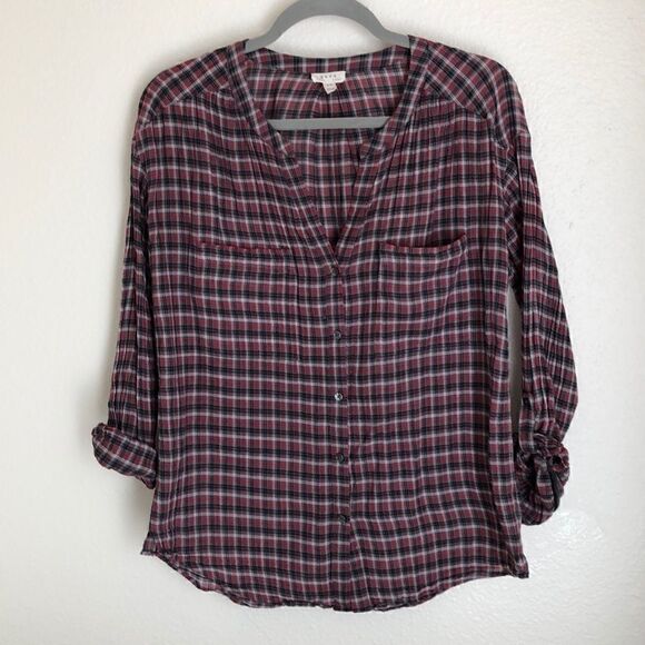 Soft Joie Lightweight Button Down Red Plaid Top - Picture 1 of 8